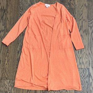 LuLaRoe Vibrant Orange Ribbed Cardigan Kids size 10